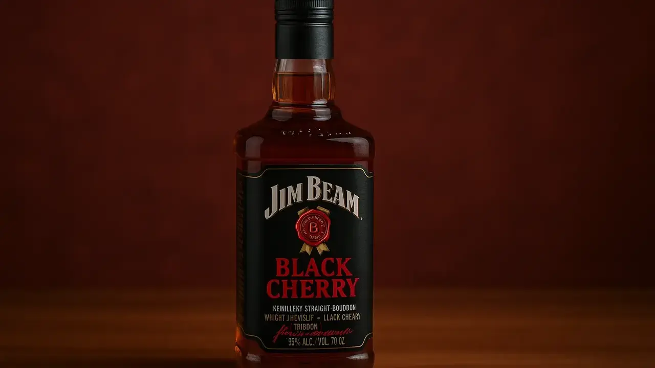 Butelka Jim Beam Black Cherry, idealna do przygotowania wyśmienitych drinków.